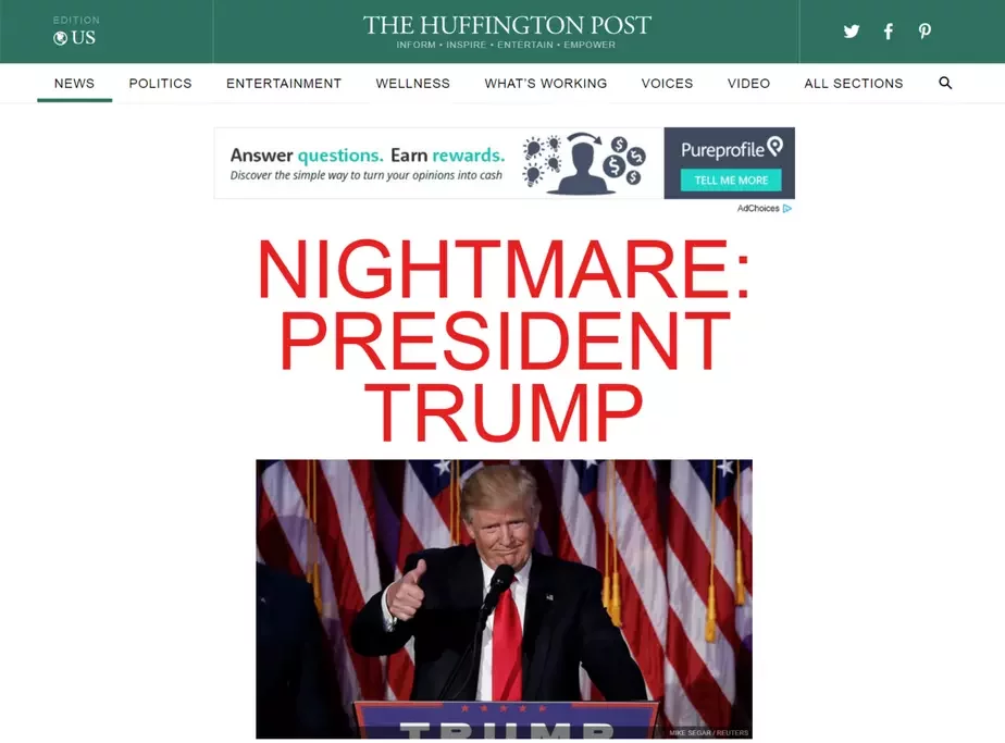 Huffington Post: Кашмар: Трамп прэзідэнт