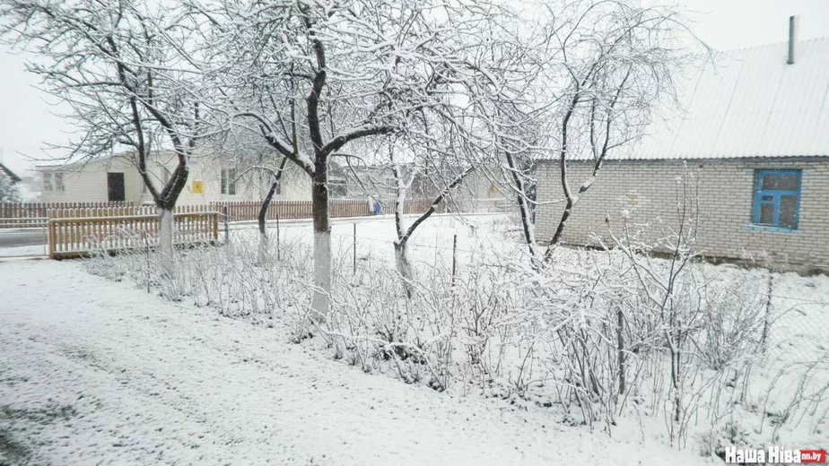 Велікодная раніца 16 красавіка ў Шаркаўшчыне, потым снегу дадалося, фота Андрэя Букі