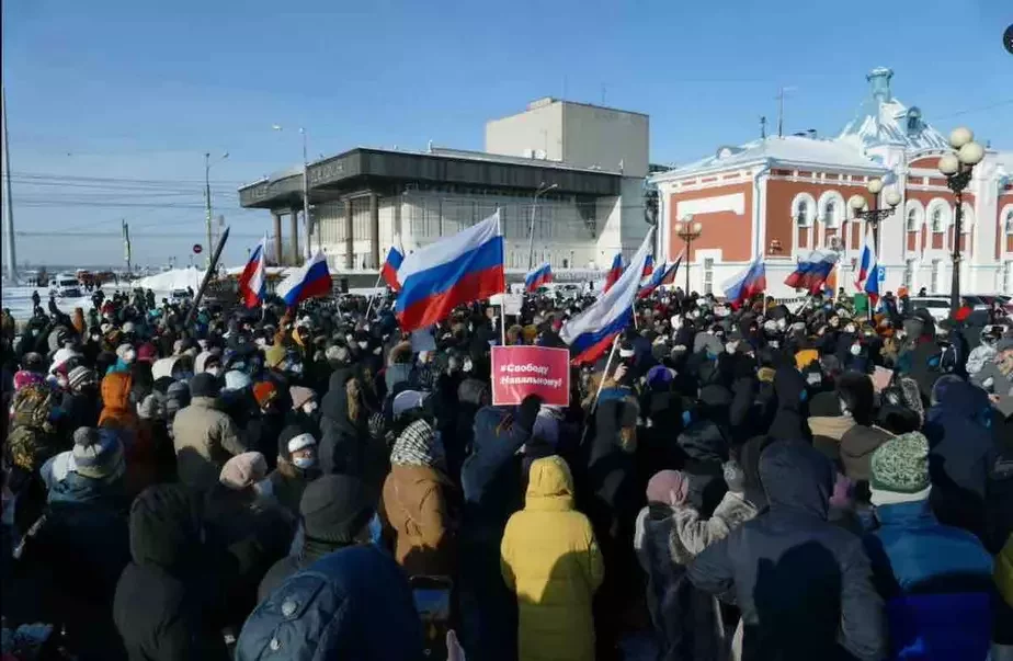 Митинг в Томске, где отравили Навального. Фото Дианы Барашковой, meduza.io
