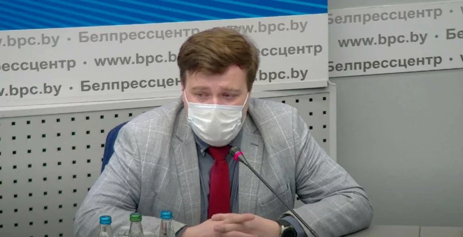 Юрий Горбич, скриншот видео брифинга Минздрава