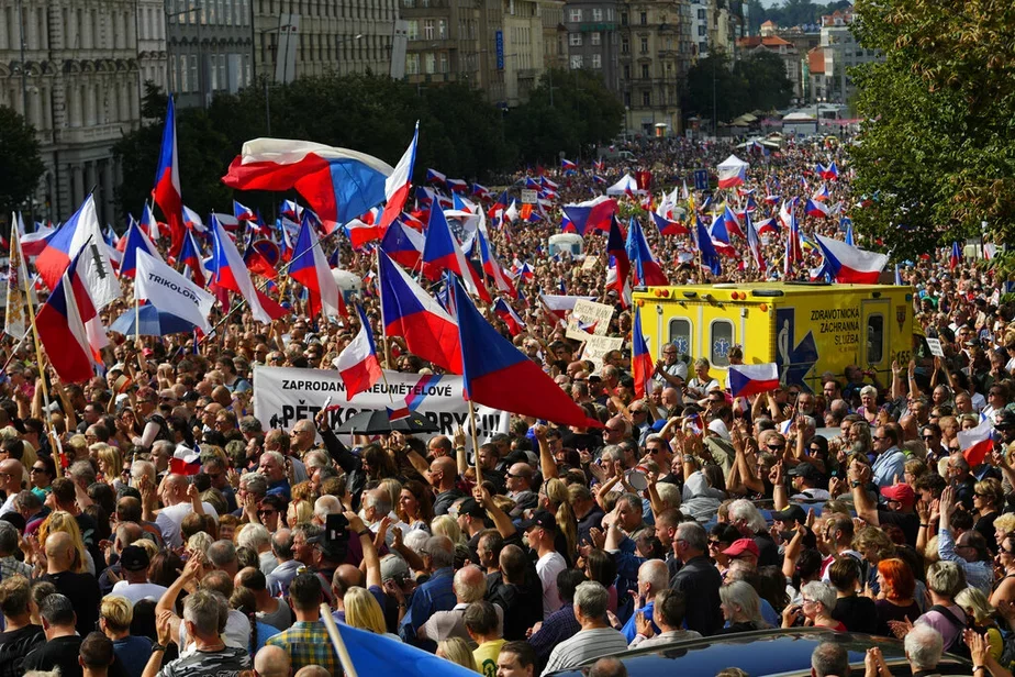 Митинг в Праге 3 сентября. Фото: АР