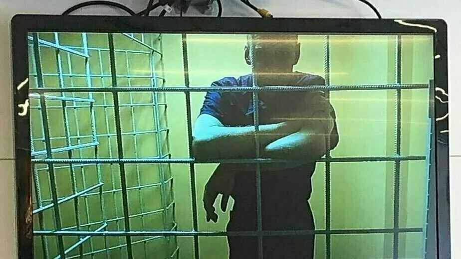 Алексей Навальный в камере. Скриншот видео