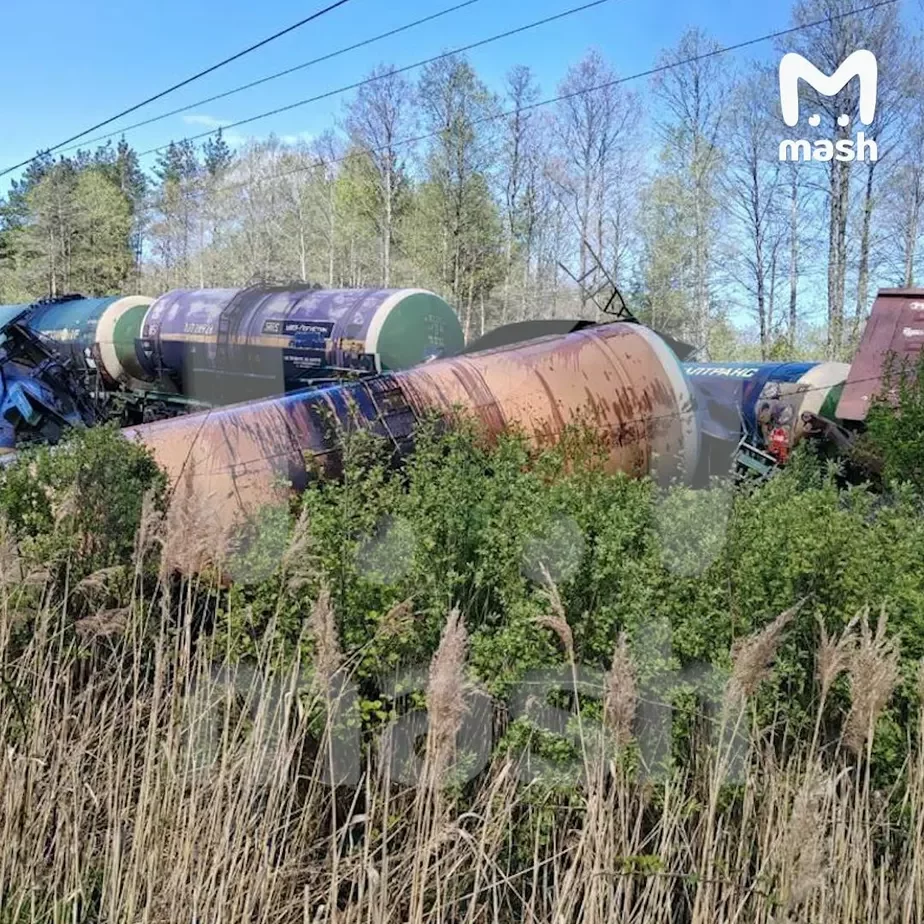 В Брянской области 1 мая под откос пустили поезд, перевозивший нефтепродукты и пиломатериалы
